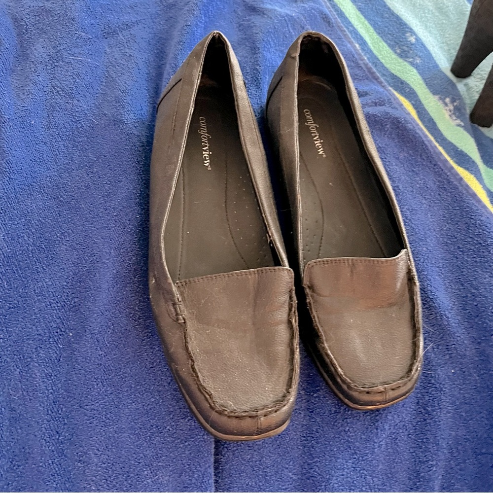 Comfortview Black Loafers - 12W